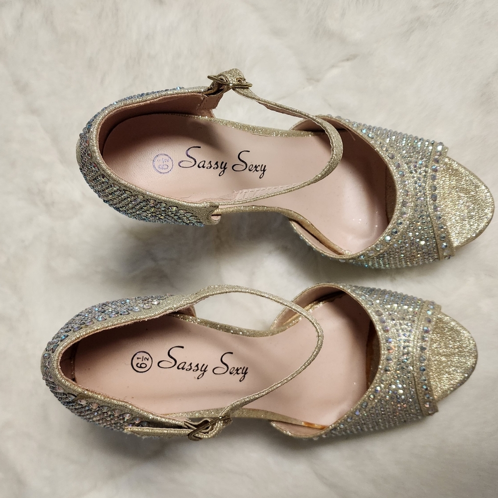 Rhinestone Heels Gold/Silver